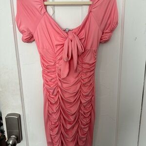 Elegant Pink Ruched Mini Dress